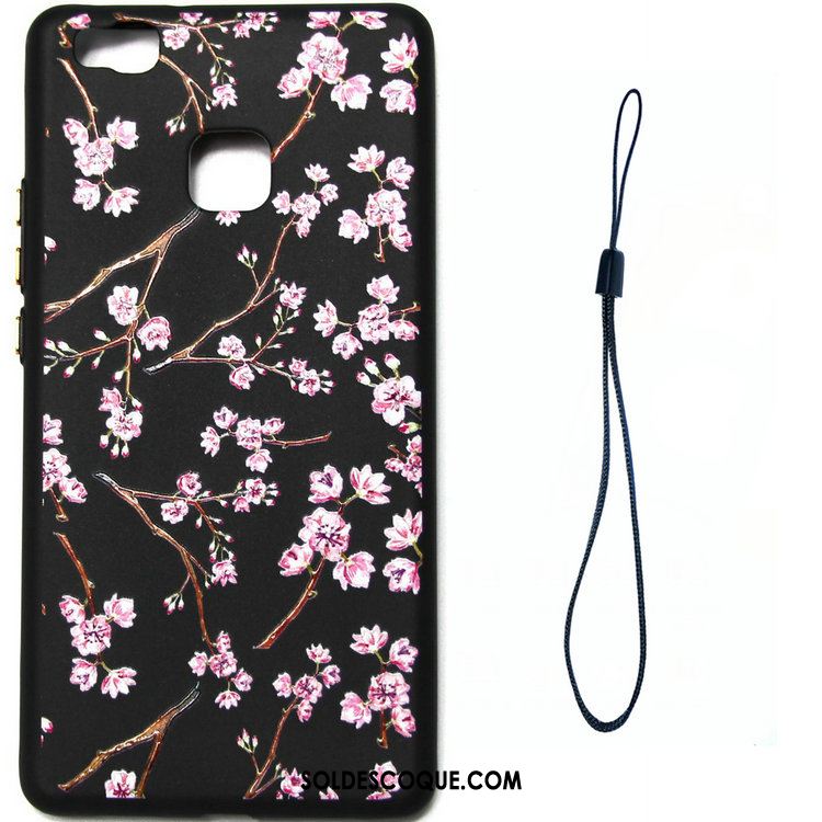 Coque Huawei P9 Lite Téléphone Portable Fleur Gaufrage Noir Jeunesse France