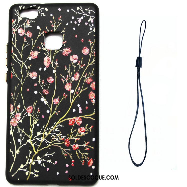 Coque Huawei P9 Lite Téléphone Portable Fleur Gaufrage Noir Jeunesse France