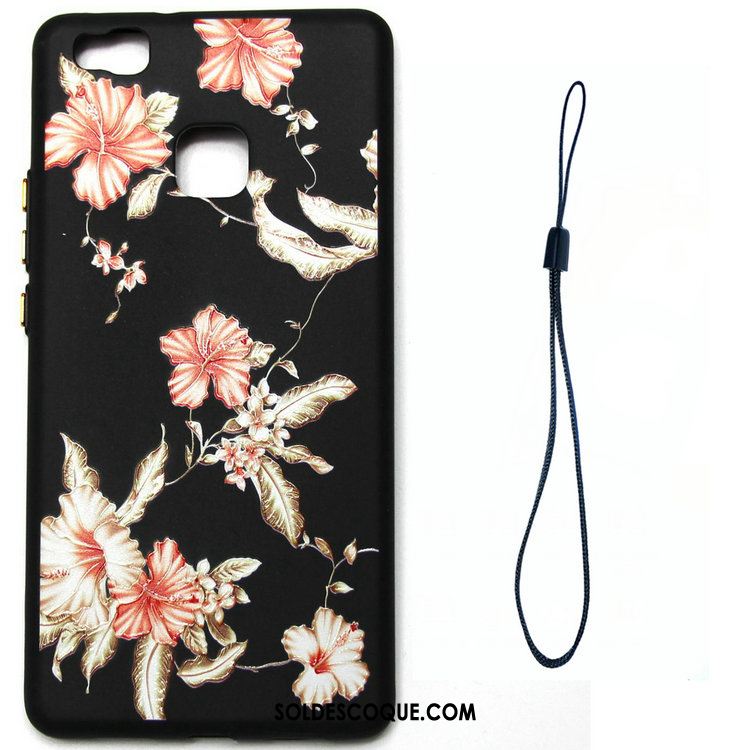 Coque Huawei P9 Lite Téléphone Portable Fleur Gaufrage Noir Jeunesse France