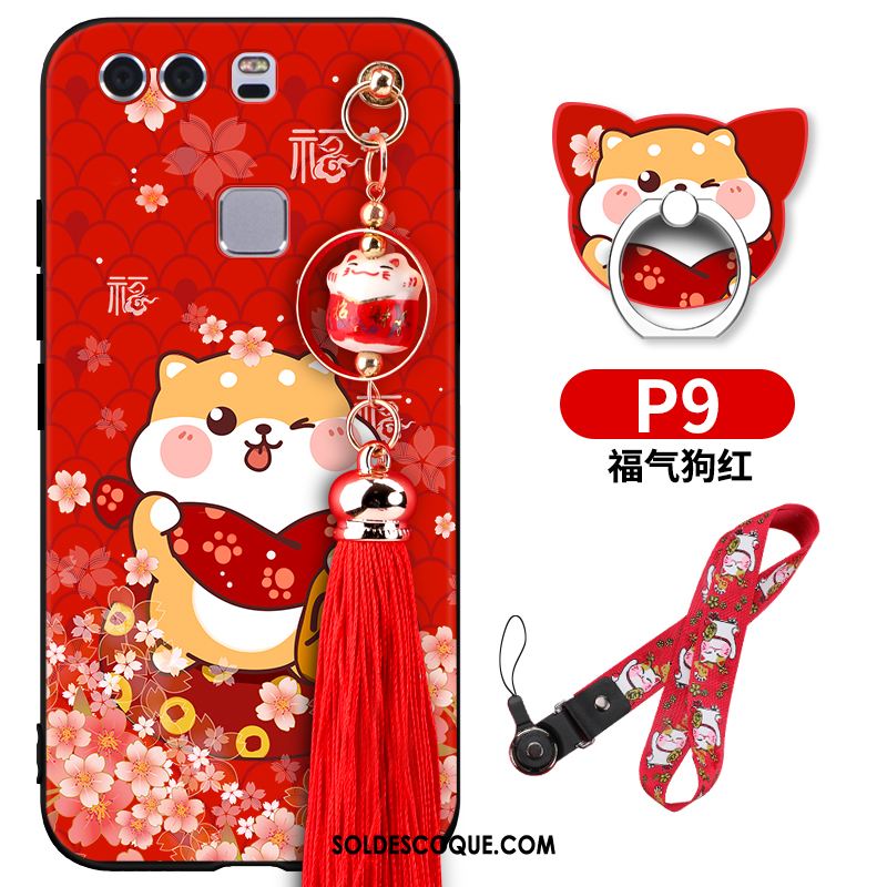 Coque Huawei P9 Marque De Tendance Rouge Téléphone Portable Chat Richesse Pas Cher