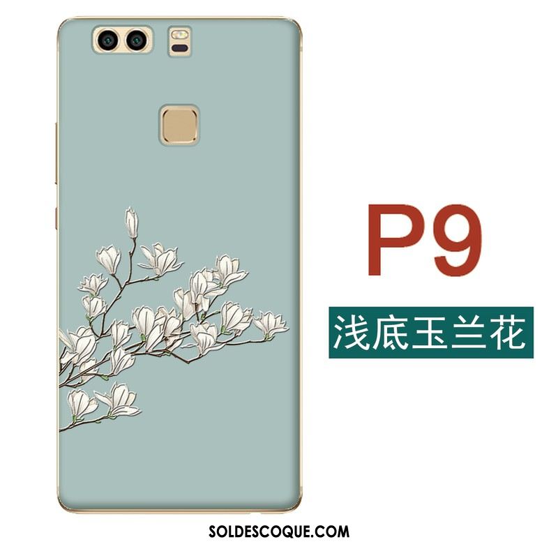 Coque Huawei P9 Petit Art Fluide Doux Bleu Fleurs Housse Soldes