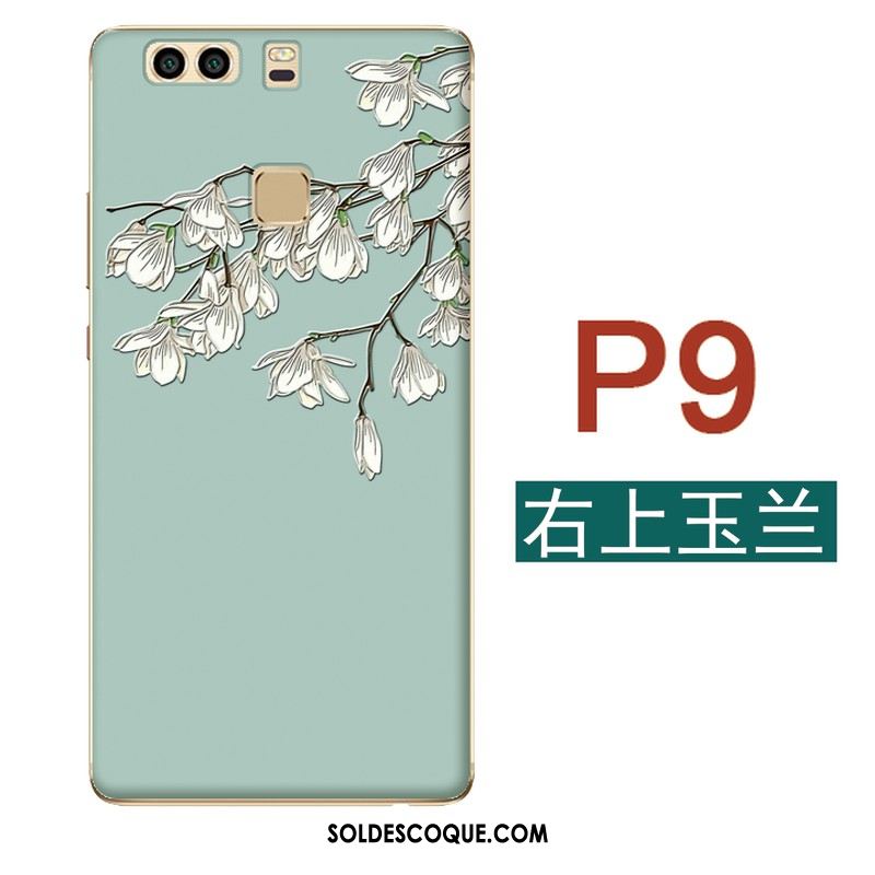 Coque Huawei P9 Petit Art Fluide Doux Bleu Fleurs Housse Soldes