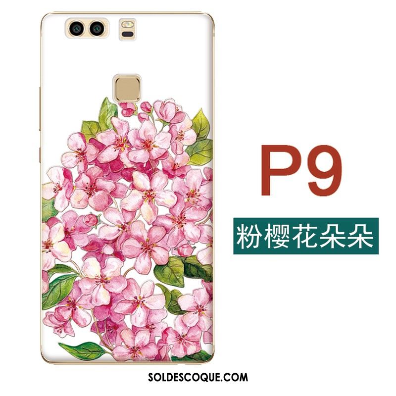 Coque Huawei P9 Petit Art Fluide Doux Bleu Fleurs Housse Soldes