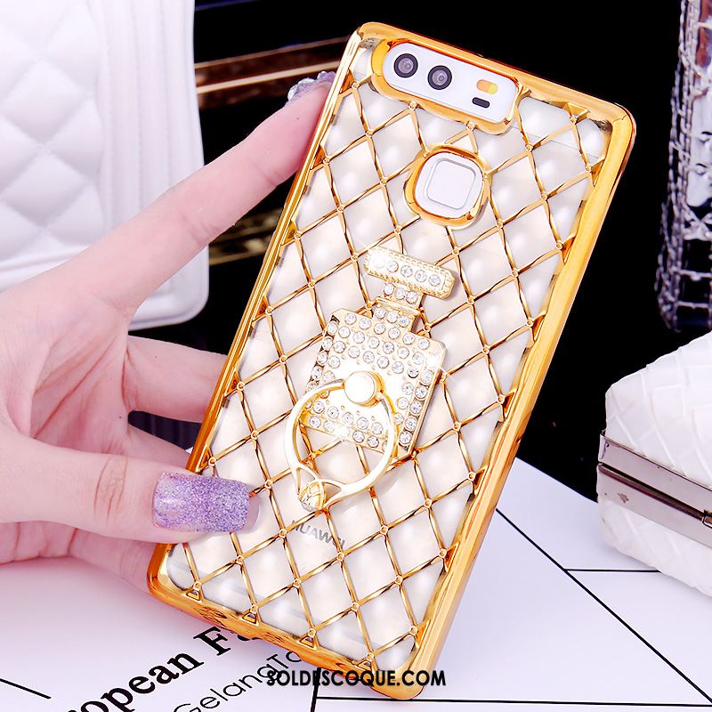 Coque Huawei P9 Plus Anneau Strass Tout Compris Or Rose Fluide Doux En Ligne