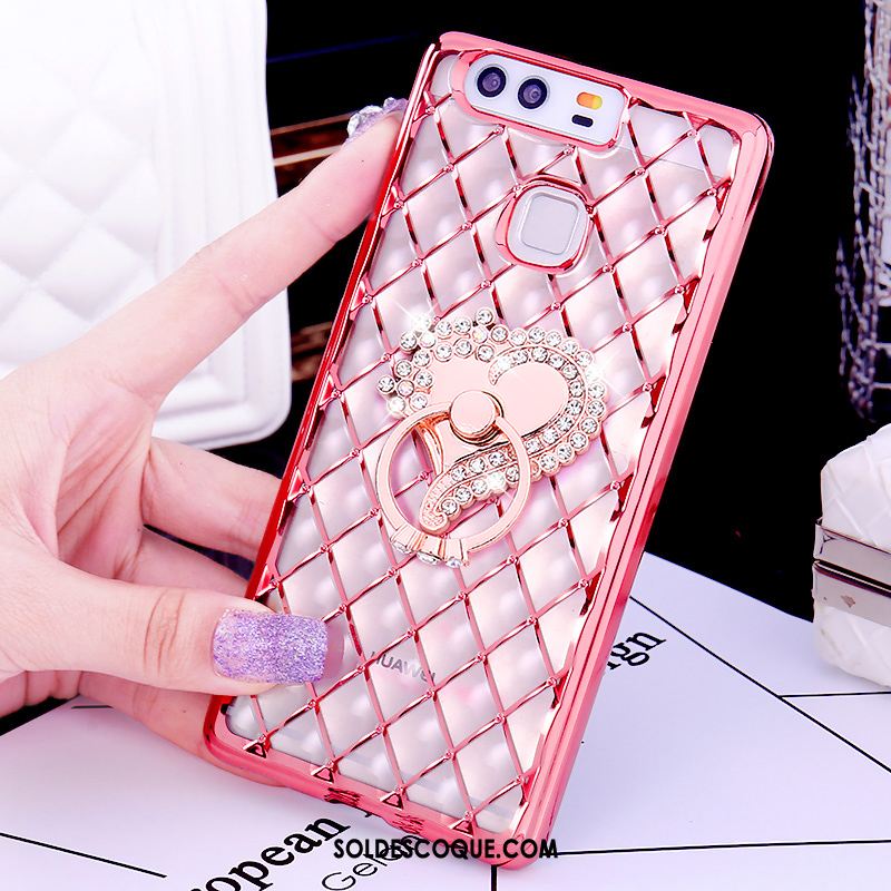 Coque Huawei P9 Plus Anneau Strass Tout Compris Or Rose Fluide Doux En Ligne