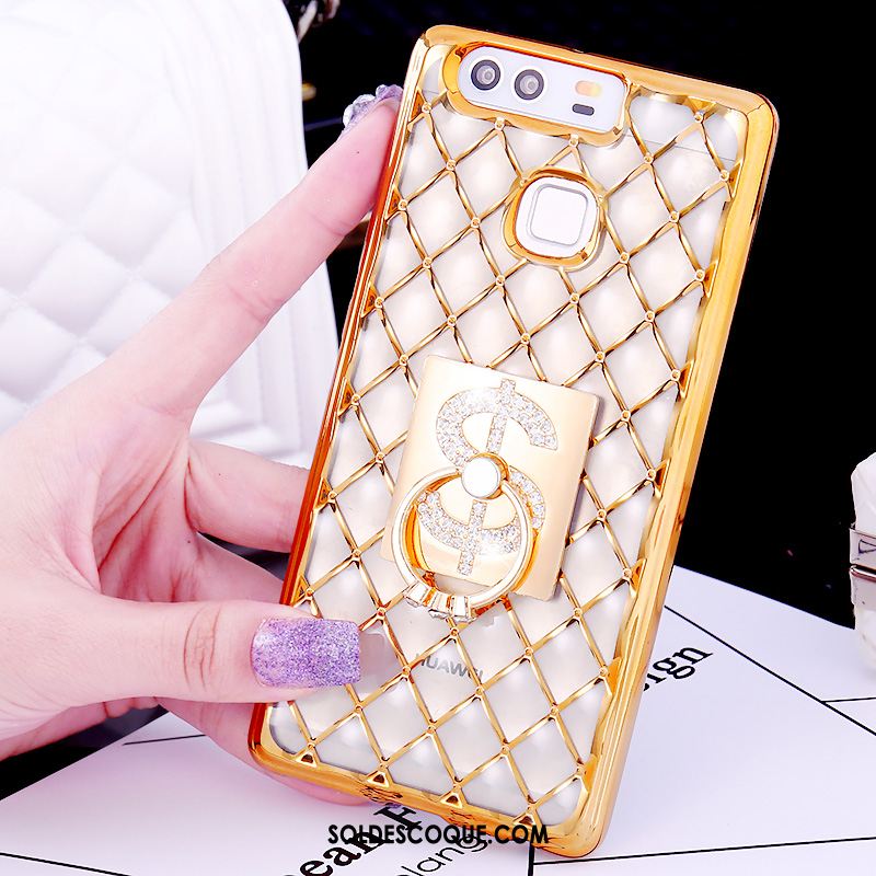 Coque Huawei P9 Plus Anneau Strass Tout Compris Or Rose Fluide Doux En Ligne