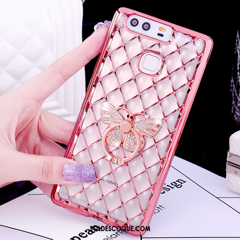 Coque Huawei P9 Plus Anneau Strass Tout Compris Or Rose Fluide Doux En Ligne