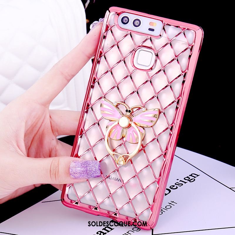 Coque Huawei P9 Plus Anneau Strass Tout Compris Or Rose Fluide Doux En Ligne