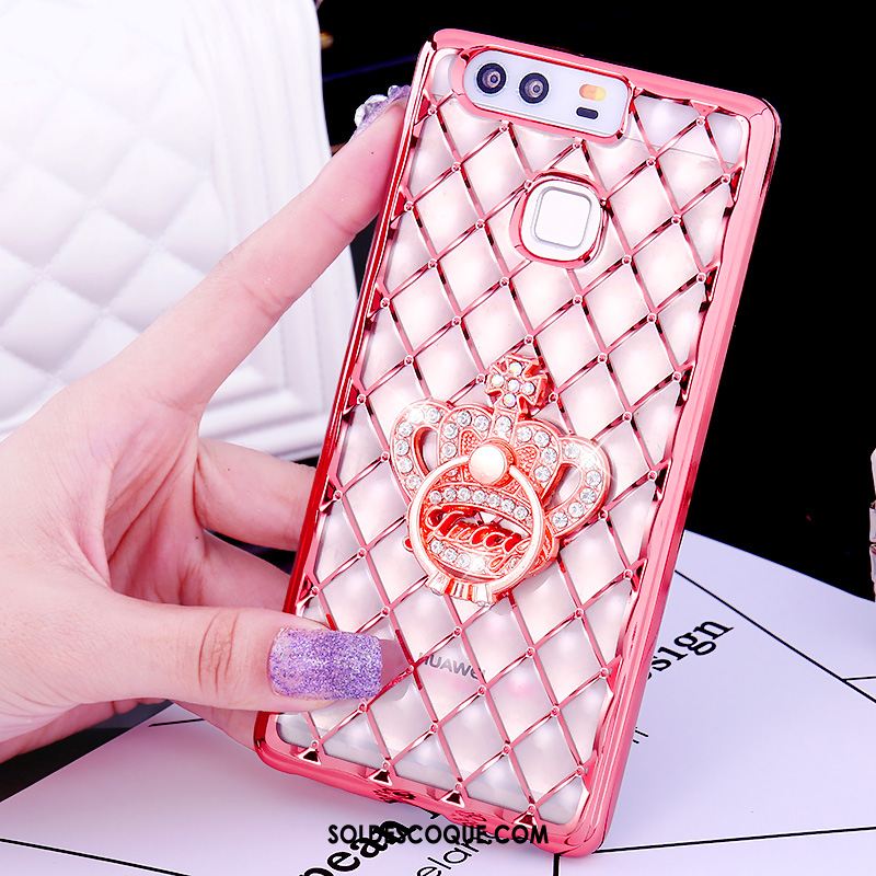 Coque Huawei P9 Plus Anneau Strass Tout Compris Or Rose Fluide Doux En Ligne