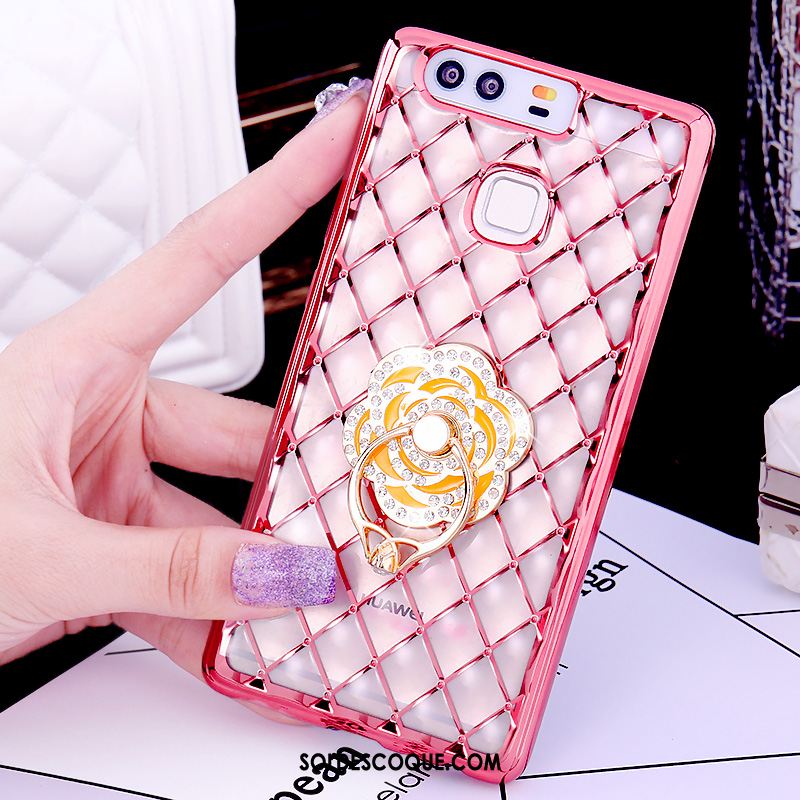 Coque Huawei P9 Plus Anneau Strass Tout Compris Or Rose Fluide Doux En Ligne