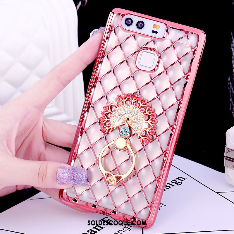 Coque Huawei P9 Plus Anneau Strass Tout Compris Or Rose Fluide Doux En Ligne