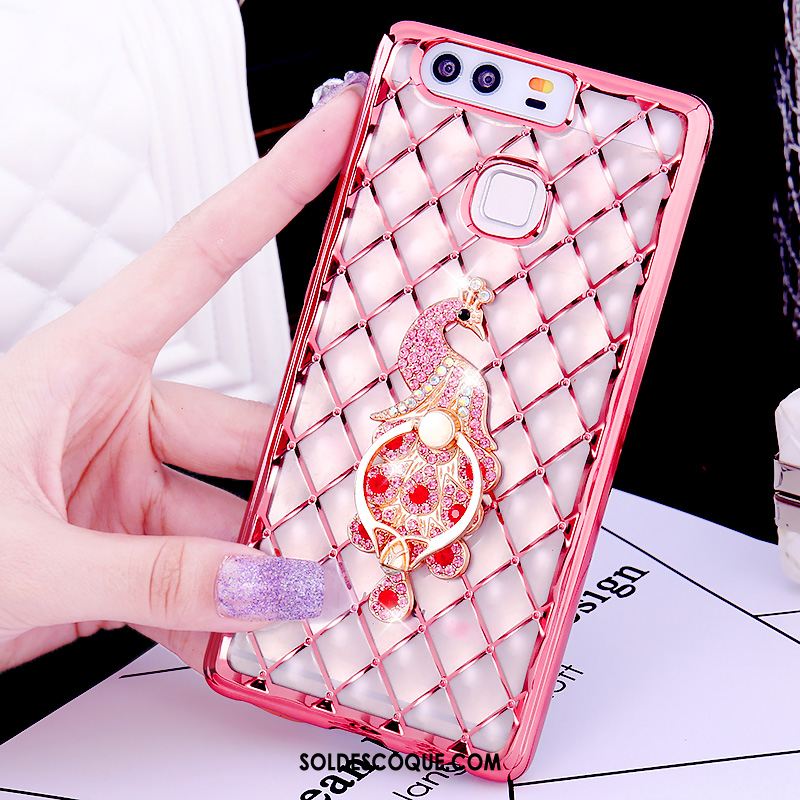 Coque Huawei P9 Plus Anneau Strass Tout Compris Or Rose Fluide Doux En Ligne