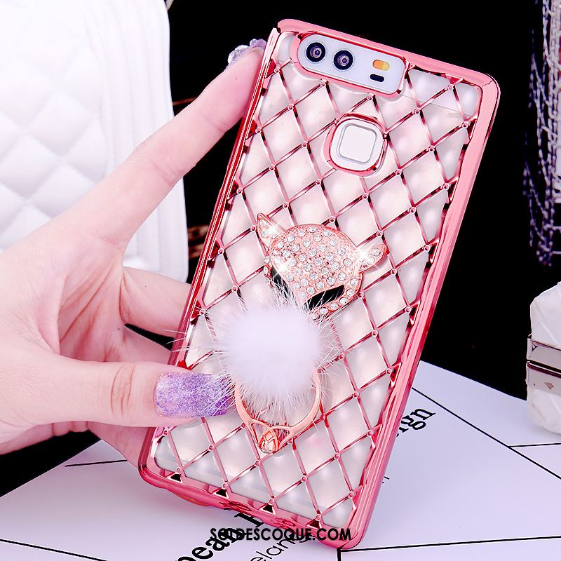 Coque Huawei P9 Plus Anneau Strass Tout Compris Or Rose Fluide Doux En Ligne