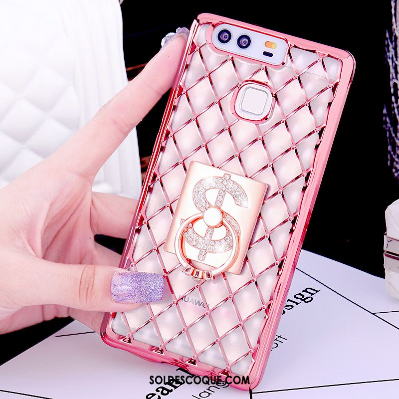 Coque Huawei P9 Plus Anneau Strass Tout Compris Or Rose Fluide Doux En Ligne