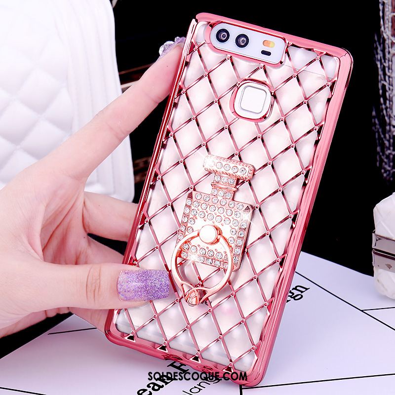 Coque Huawei P9 Plus Anneau Strass Tout Compris Or Rose Fluide Doux En Ligne