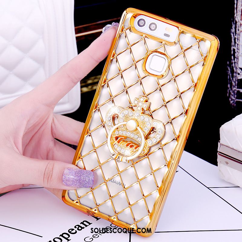 Coque Huawei P9 Plus Anneau Strass Tout Compris Or Rose Fluide Doux En Ligne