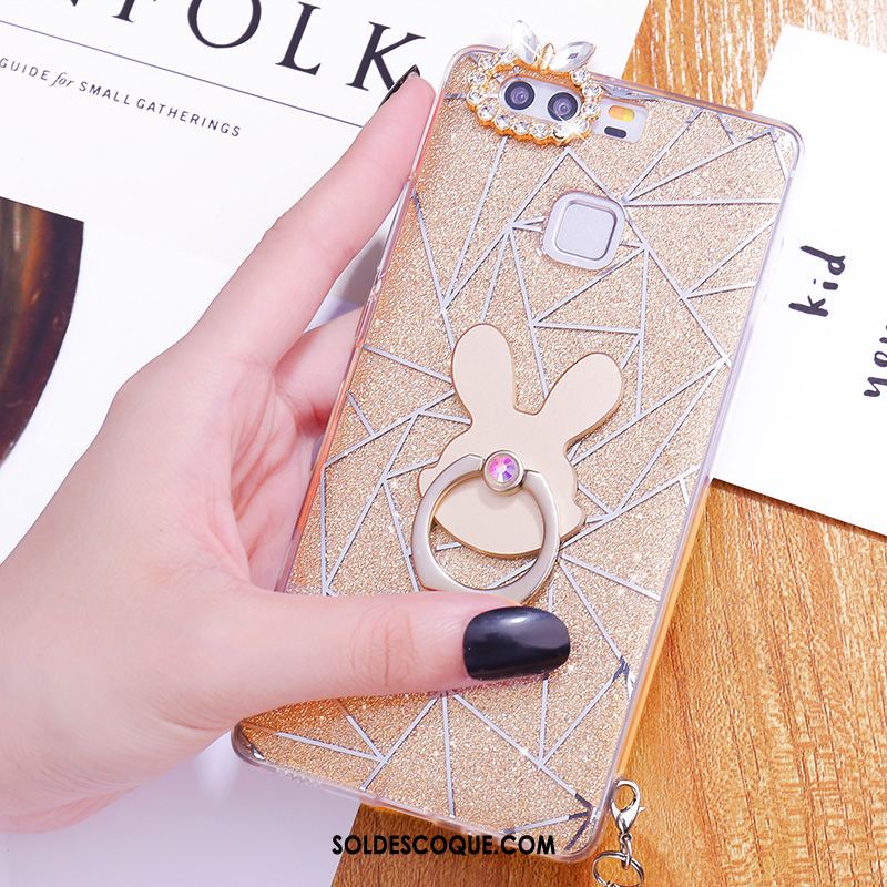 Coque Huawei P9 Plus Anneau Strass Étui Téléphone Portable Pu Pas Cher