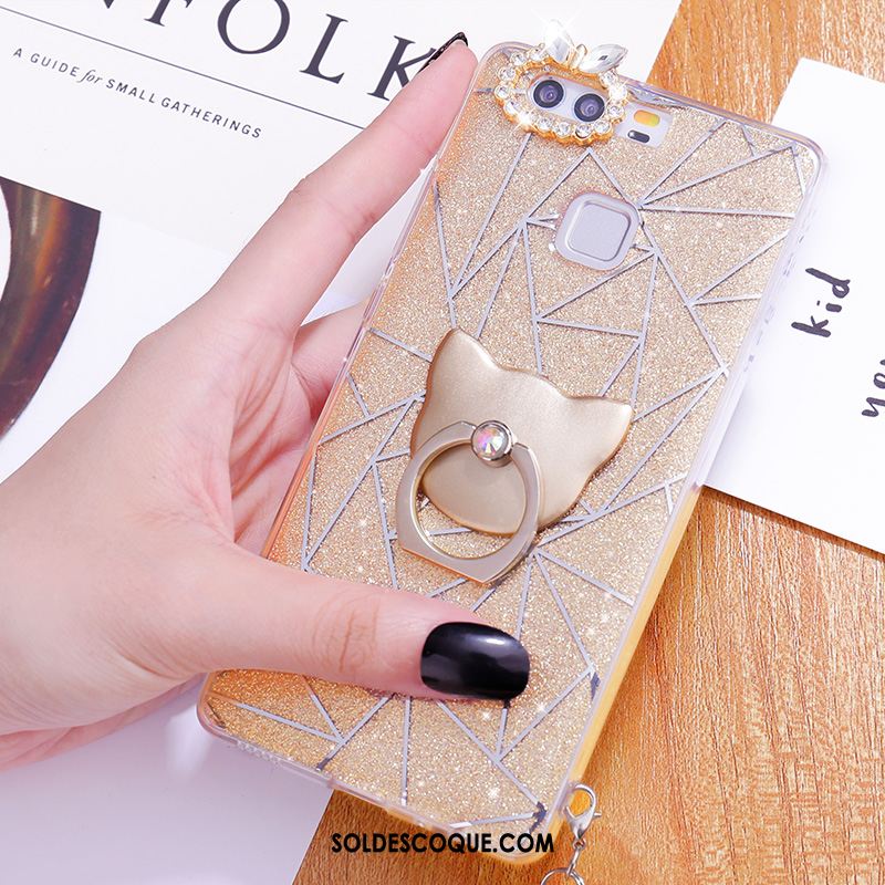 Coque Huawei P9 Plus Anneau Strass Étui Téléphone Portable Pu Pas Cher