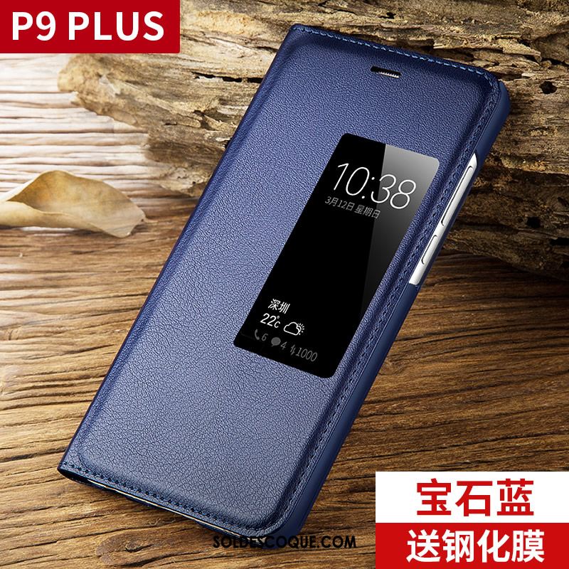 Coque Huawei P9 Plus Bleu Créatif Clamshell Tempérer Étui En Ligne