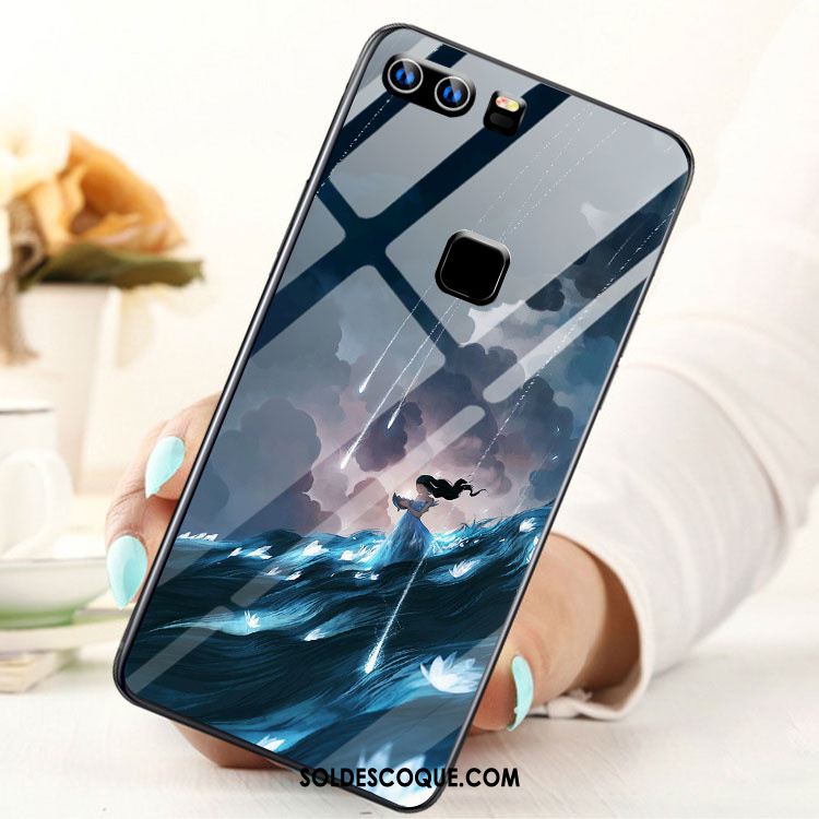 Coque Huawei P9 Plus Bleu Étui Verre Protection Téléphone Portable Soldes