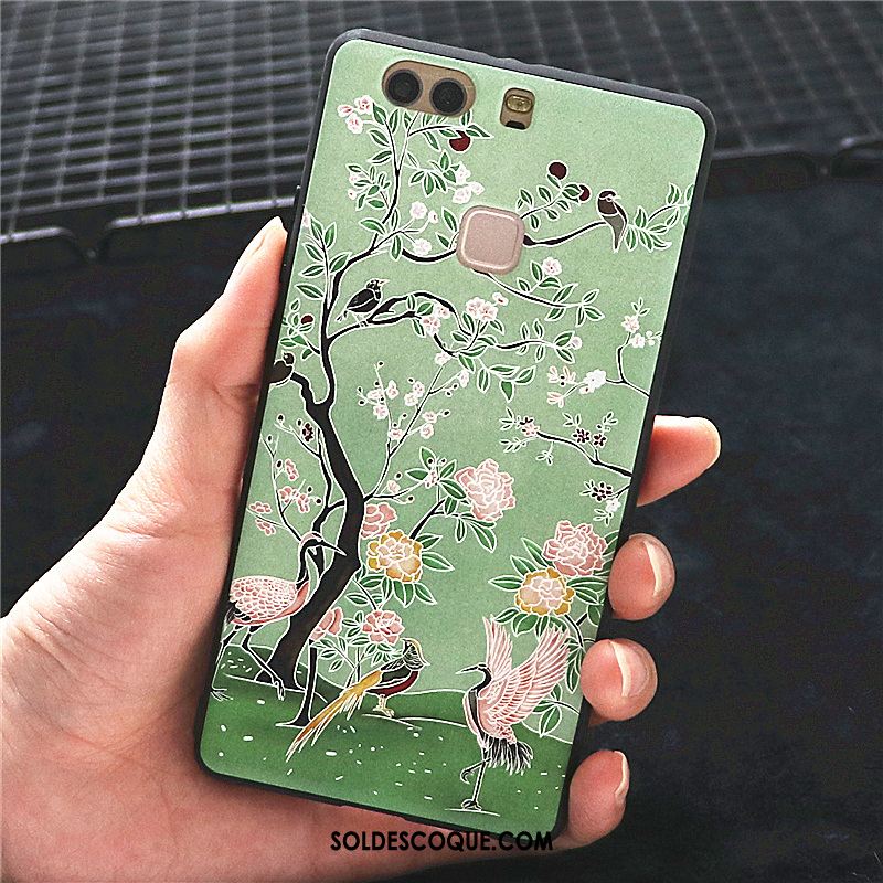 Coque Huawei P9 Plus Incassable Vert Protection Style Chinois Vent Pas Cher