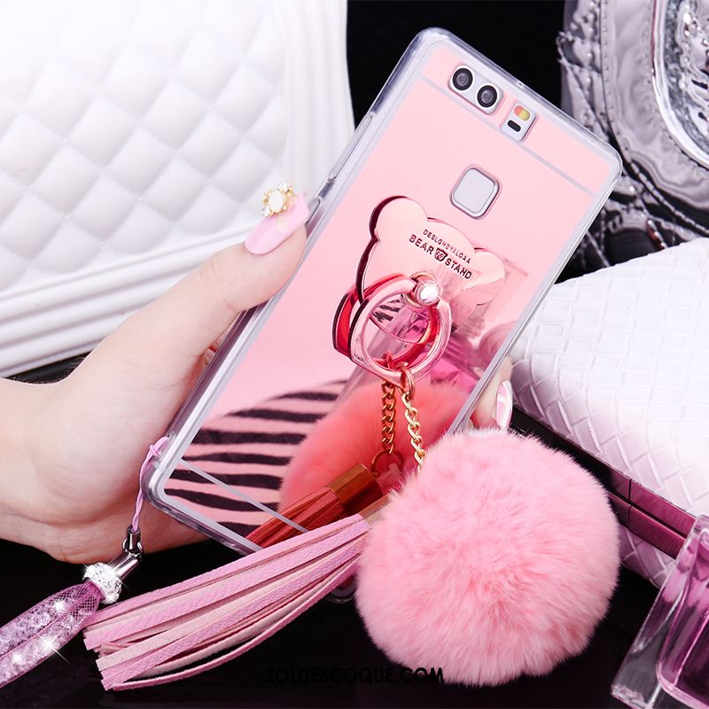 Coque Huawei P9 Plus Ornements Suspendus Peluche Rose Miroir Charmant Pas Cher