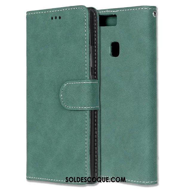 Coque Huawei P9 Plus Support Portefeuille Vert Tout Compris Tendance Housse Soldes