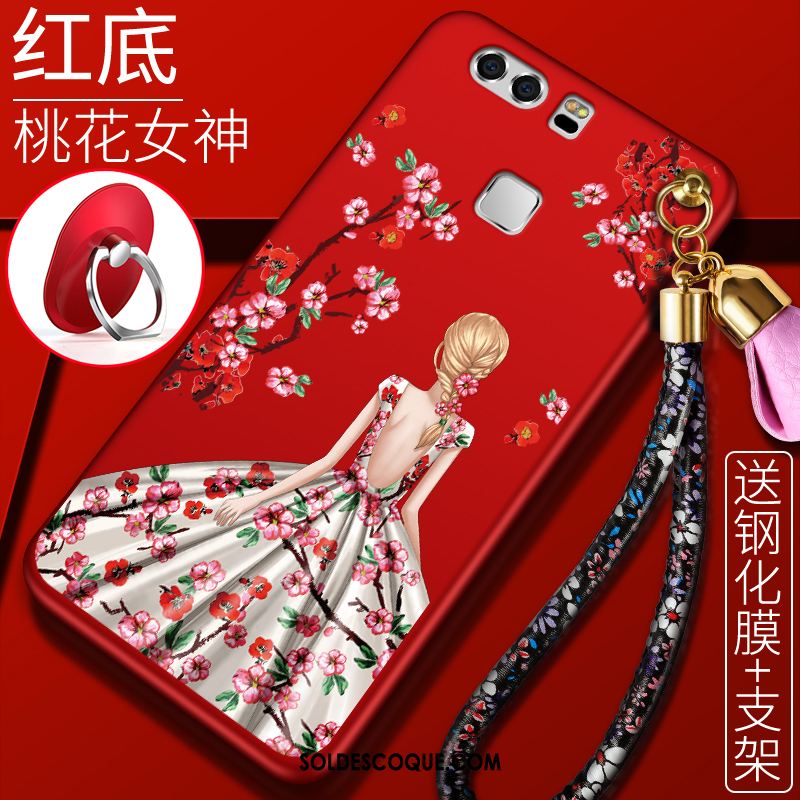 Coque Huawei P9 Rouge Délavé En Daim Protection Silicone Nouveau En Ligne