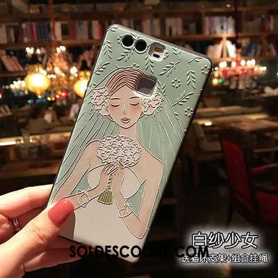 Coque Huawei P9 Téléphone Portable Gris Fluide Doux Silicone Gaufrage Pas Cher