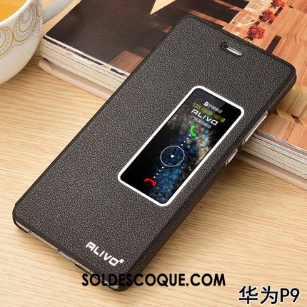 Coque Huawei P9 Étui En Cuir Protection Rouge Téléphone Portable Incassable Pas Cher