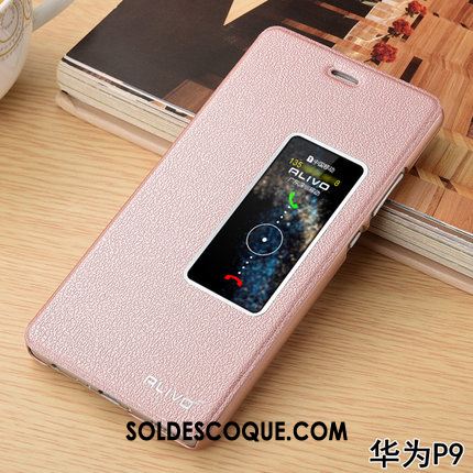 Coque Huawei P9 Étui En Cuir Protection Rouge Téléphone Portable Incassable Pas Cher
