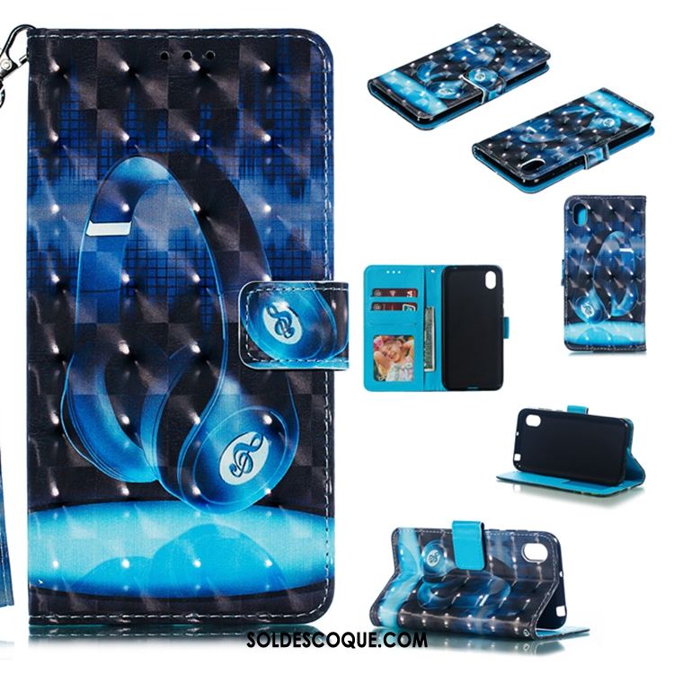 Coque Huawei Y5 2019 Bleu Étui Étui En Cuir Incassable Coque En Silicone Soldes