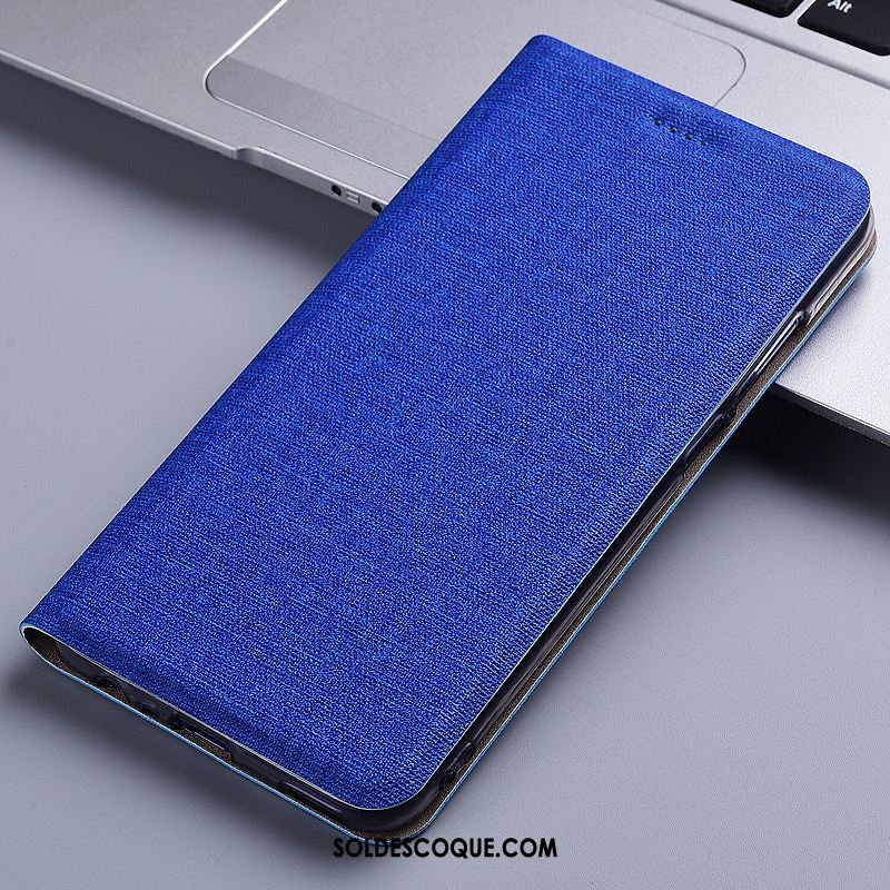 Coque Huawei Y5 2019 Étui En Cuir Lin Téléphone Portable Noir France