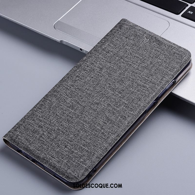 Coque Huawei Y5 2019 Étui En Cuir Lin Téléphone Portable Noir France