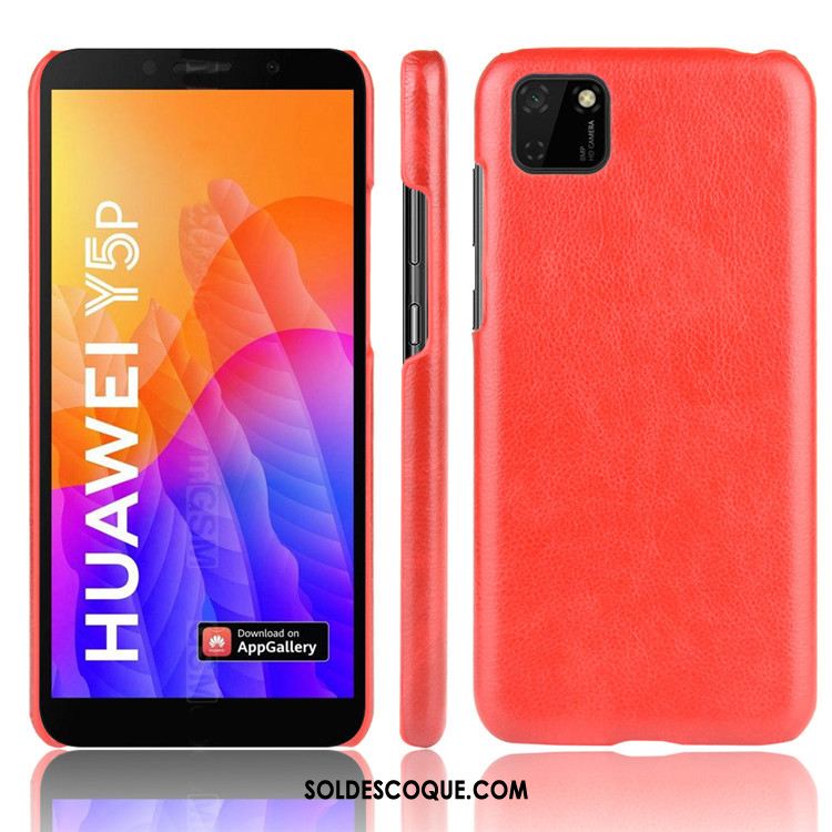 Coque Huawei Y5p Modèle Fleurie Noir Litchi Cuir Étui En Ligne