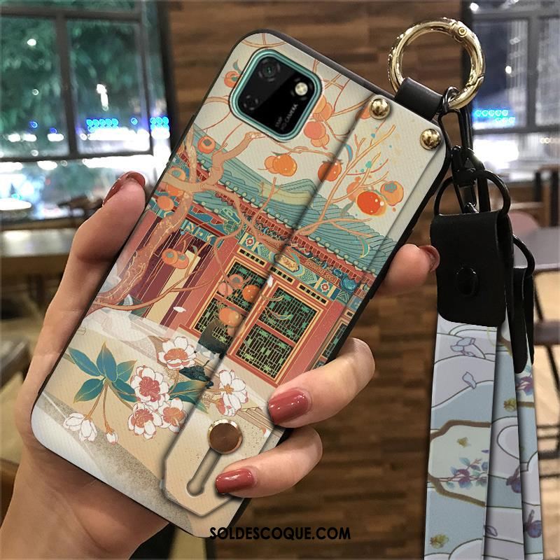 Coque Huawei Y5p Vintage Jaune Tendance Support Étui En Vente