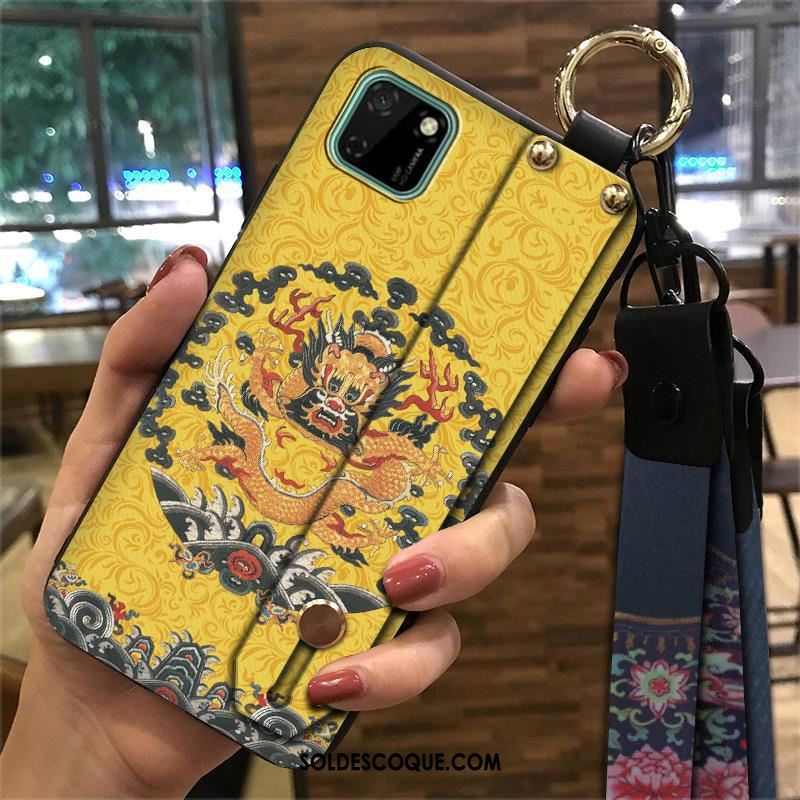 Coque Huawei Y5p Vintage Jaune Tendance Support Étui En Vente