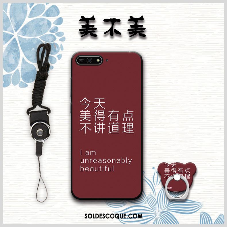 Coque Huawei Y6 2018 Fluide Doux Rouge Étui Téléphone Portable Protection Pas Cher