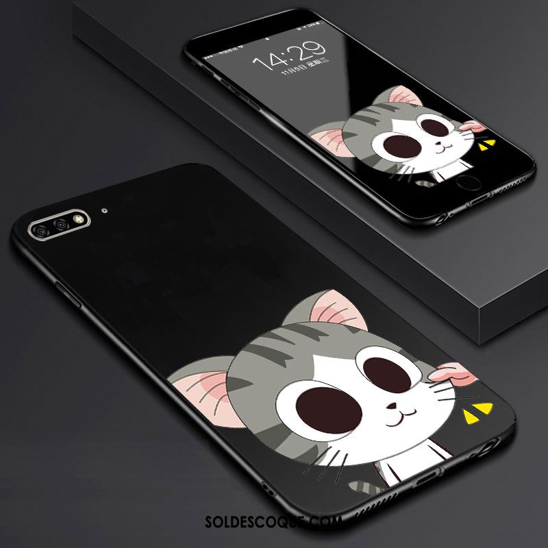 Coque Huawei Y6 2018 Fluide Doux Téléphone Portable Noir Membrane Tempérer En Ligne