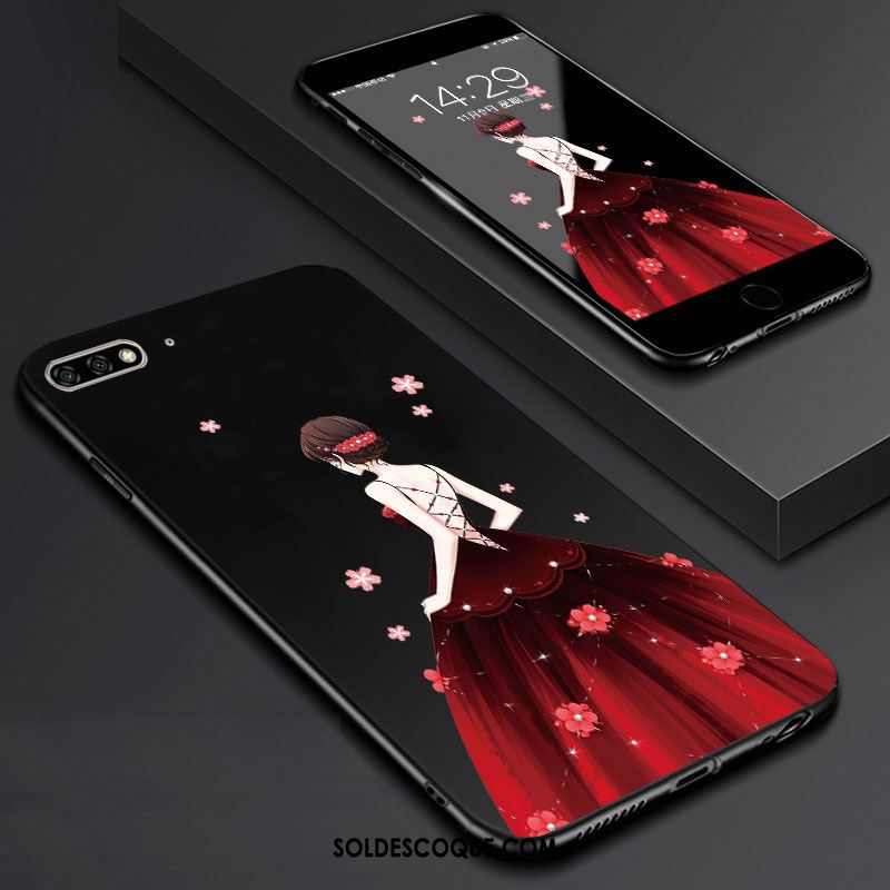 Coque Huawei Y6 2018 Fluide Doux Téléphone Portable Noir Membrane Tempérer En Ligne