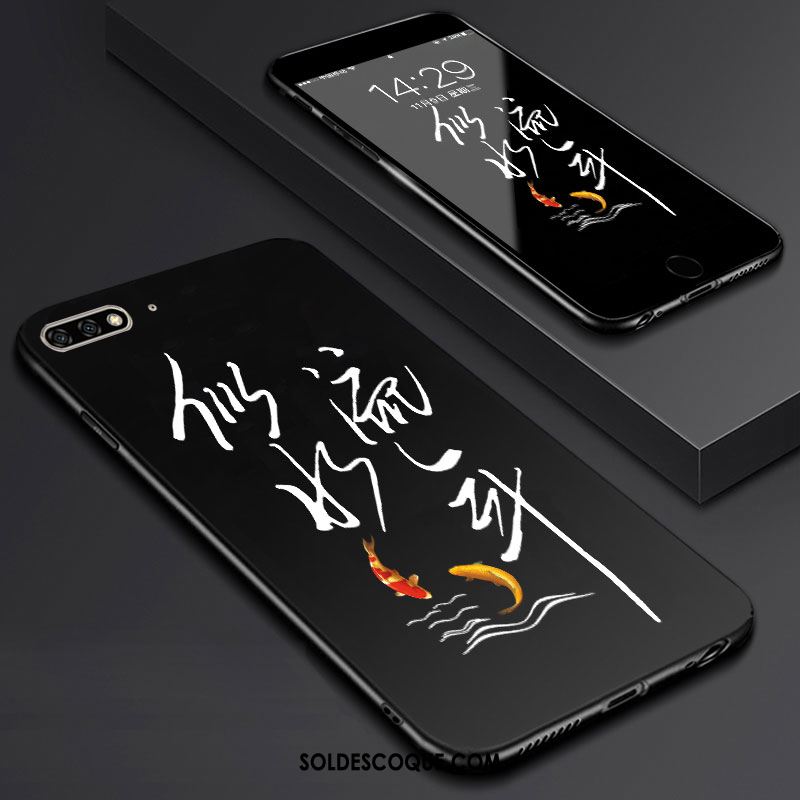 Coque Huawei Y6 2018 Fluide Doux Téléphone Portable Noir Membrane Tempérer En Ligne