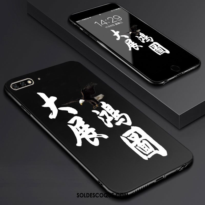 Coque Huawei Y6 2018 Fluide Doux Téléphone Portable Noir Membrane Tempérer En Ligne