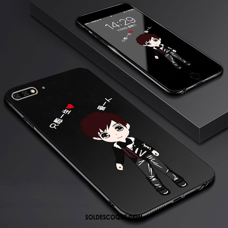 Coque Huawei Y6 2018 Fluide Doux Téléphone Portable Noir Membrane Tempérer En Ligne