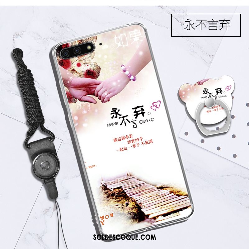 Coque Huawei Y6 2018 Fluide Doux Violet Transparent Protection Étui Pas Cher