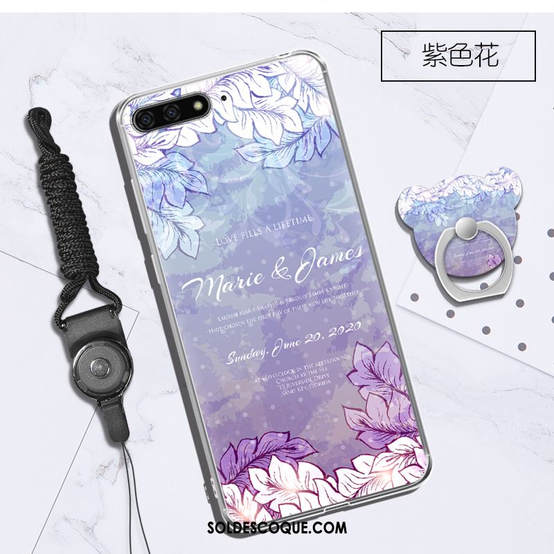 Coque Huawei Y6 2018 Fluide Doux Violet Transparent Protection Étui Pas Cher