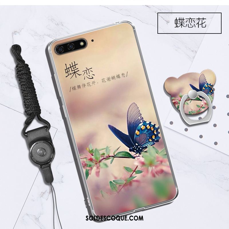 Coque Huawei Y6 2018 Fluide Doux Violet Transparent Protection Étui Pas Cher