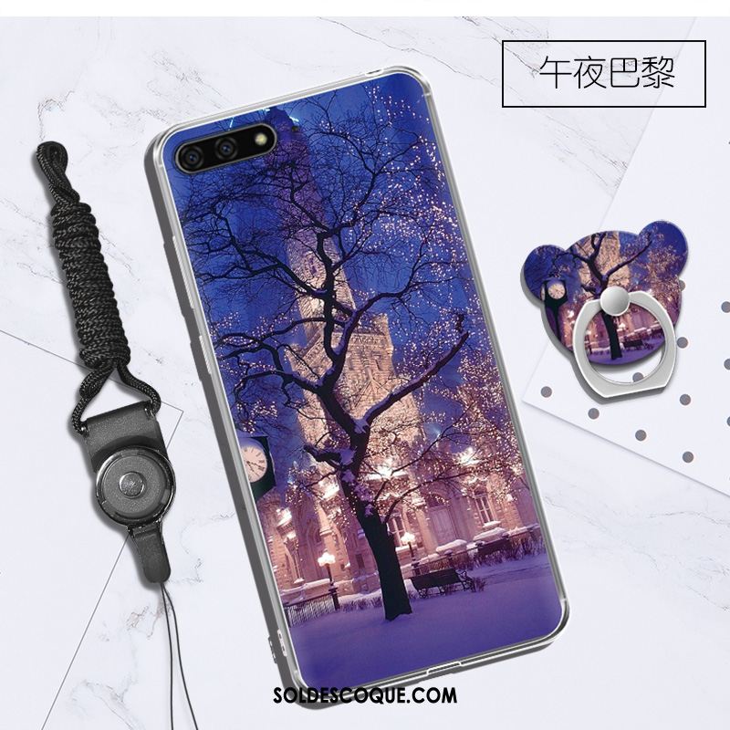 Coque Huawei Y6 2018 Fluide Doux Violet Transparent Protection Étui Pas Cher