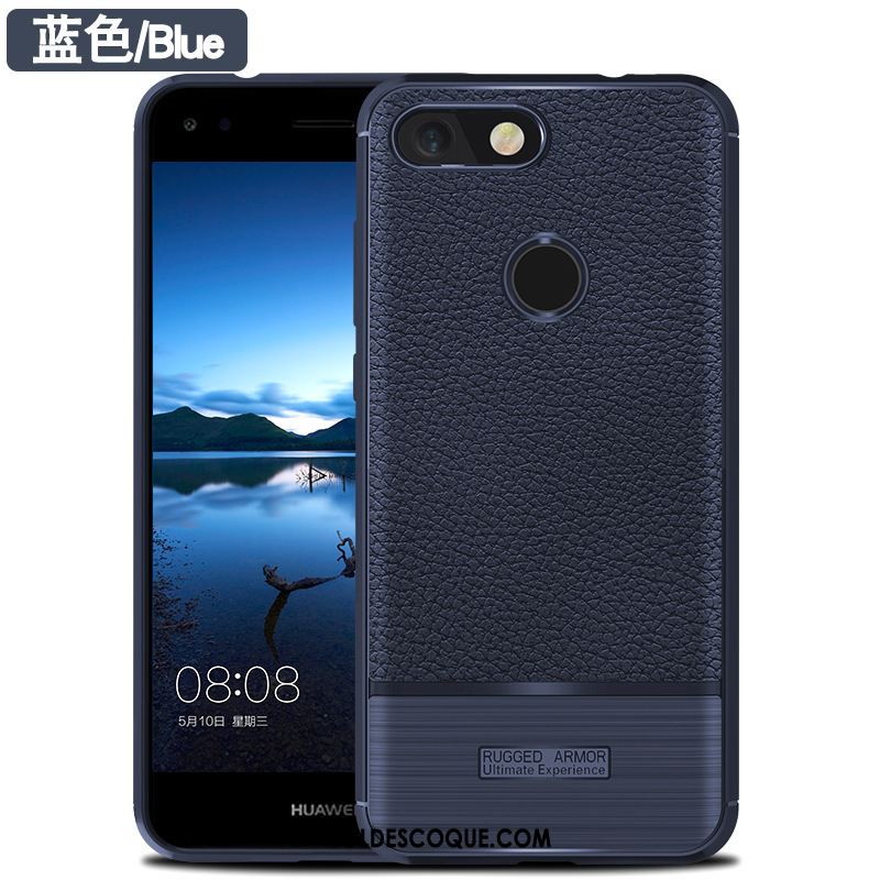 Coque Huawei Y6 2018 Incassable Fluide Doux Litchi Silicone Modèle Fleurie Pas Cher