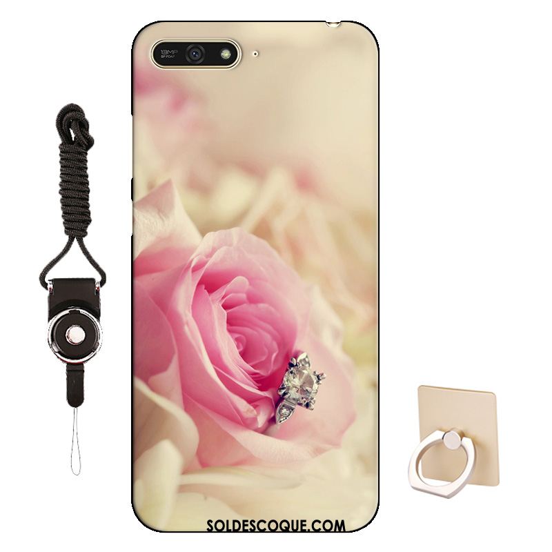 Coque Huawei Y6 2018 Protection Téléphone Portable Personnalisé Rose Étui Housse Soldes