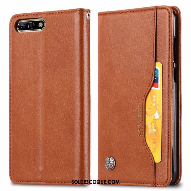 Coque Huawei Y6 2018 Protection Étui Business Vintage Étui En Cuir Soldes